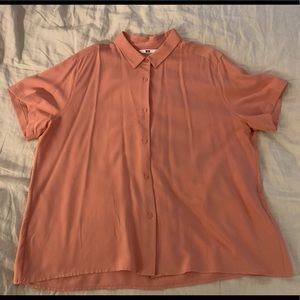 Uniqlo Short Sleeve Button Down Coral Shirt Size XL